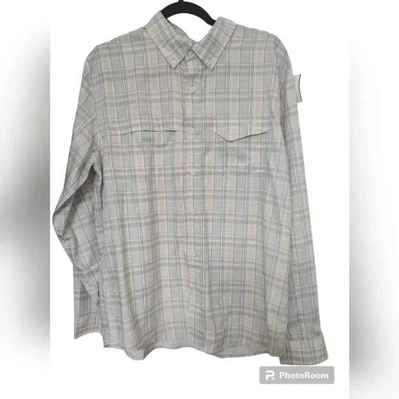 Huk Tide Point Plaid Long Sleeve Shirt - Seashell Pink  - Picture 1 of 4